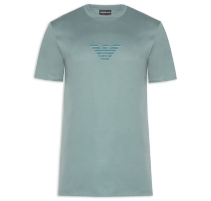 Camiseta Masculina Pima EA Logo 12 CM Basic Best Seller - Verde