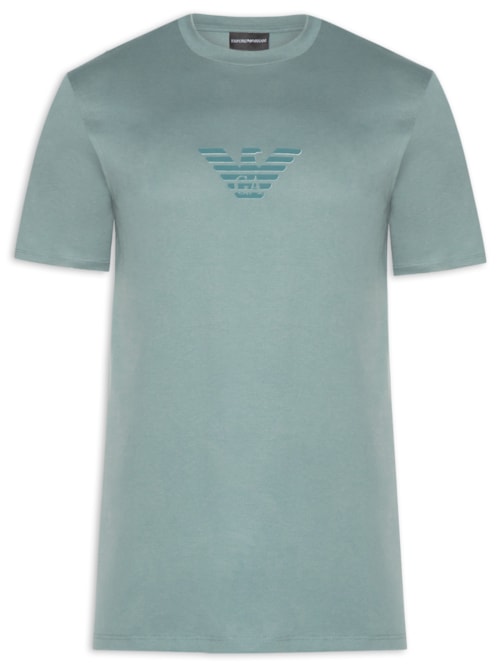 Camiseta Masculina Pima EA Logo 12 CM Basic Best Seller - Verde