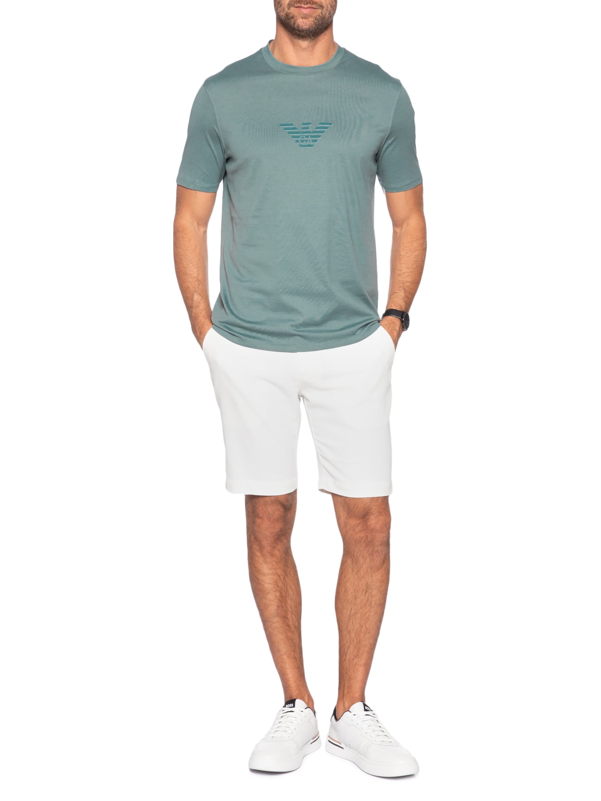 Camiseta Masculina Pima EA Logo 12 CM Basic Best Seller Verde Emporio Armani