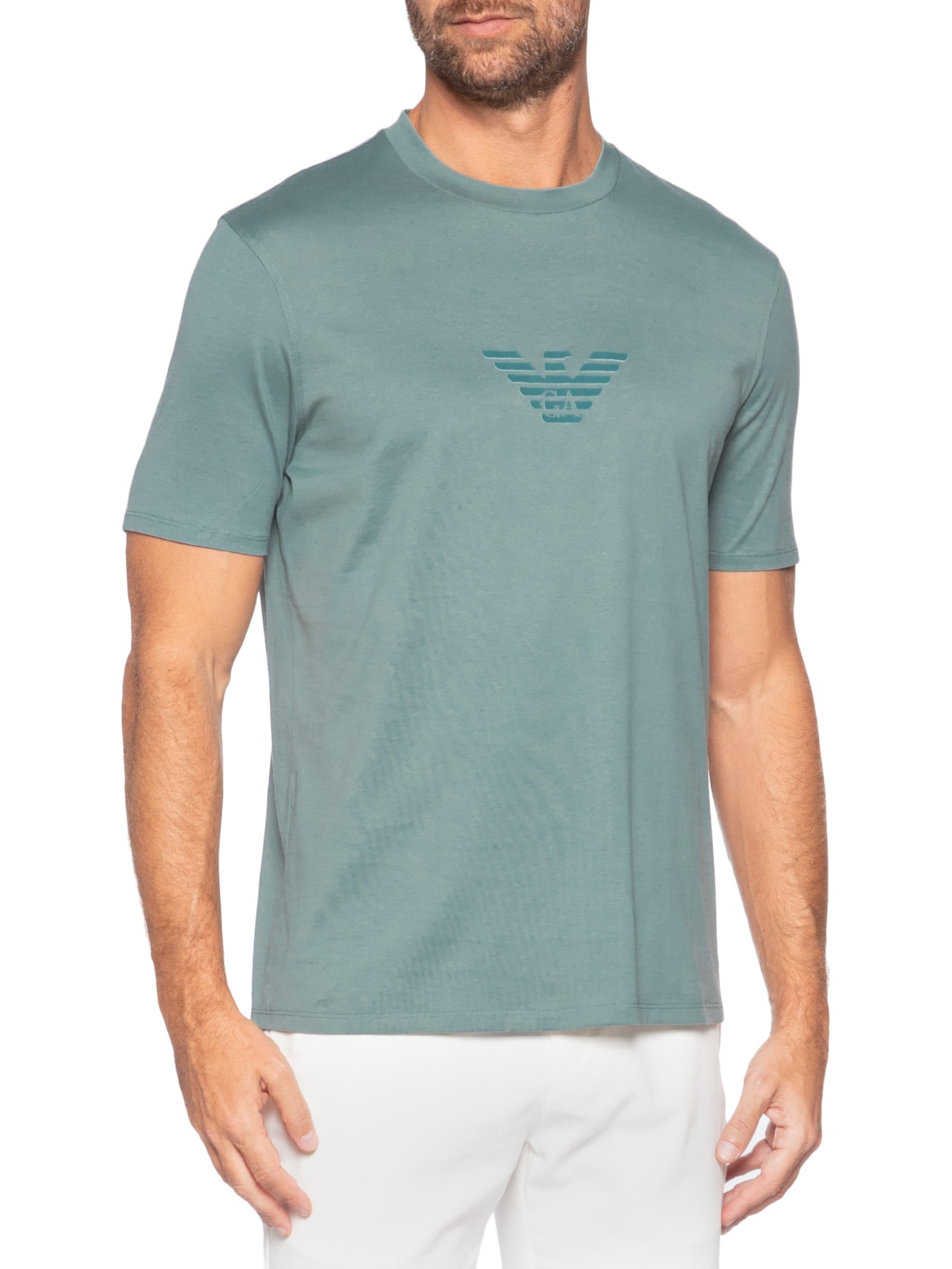 Camiseta Masculina Pima EA Logo 12 CM Basic Best Seller Verde Emporio Armani