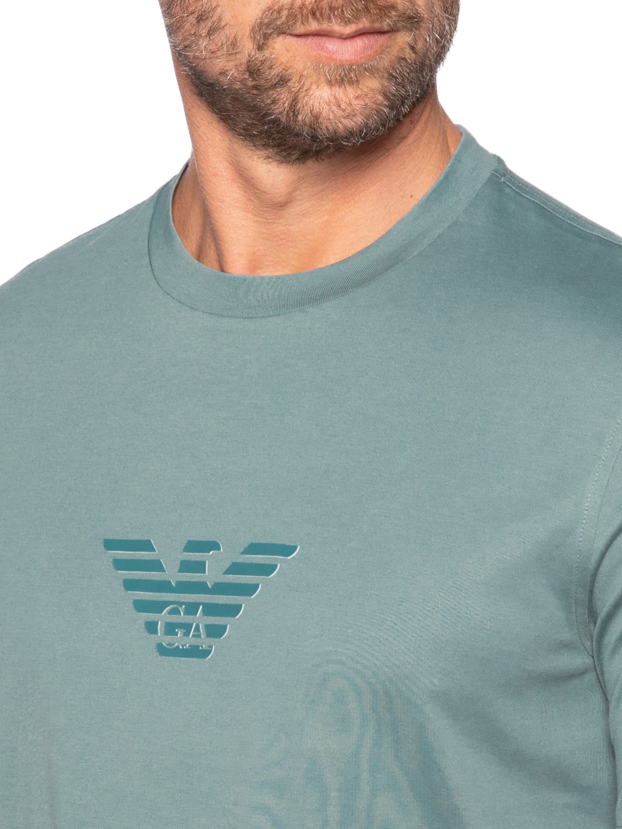 Camiseta Masculina Pima EA Logo 12 CM Basic Best Seller Verde Emporio Armani
