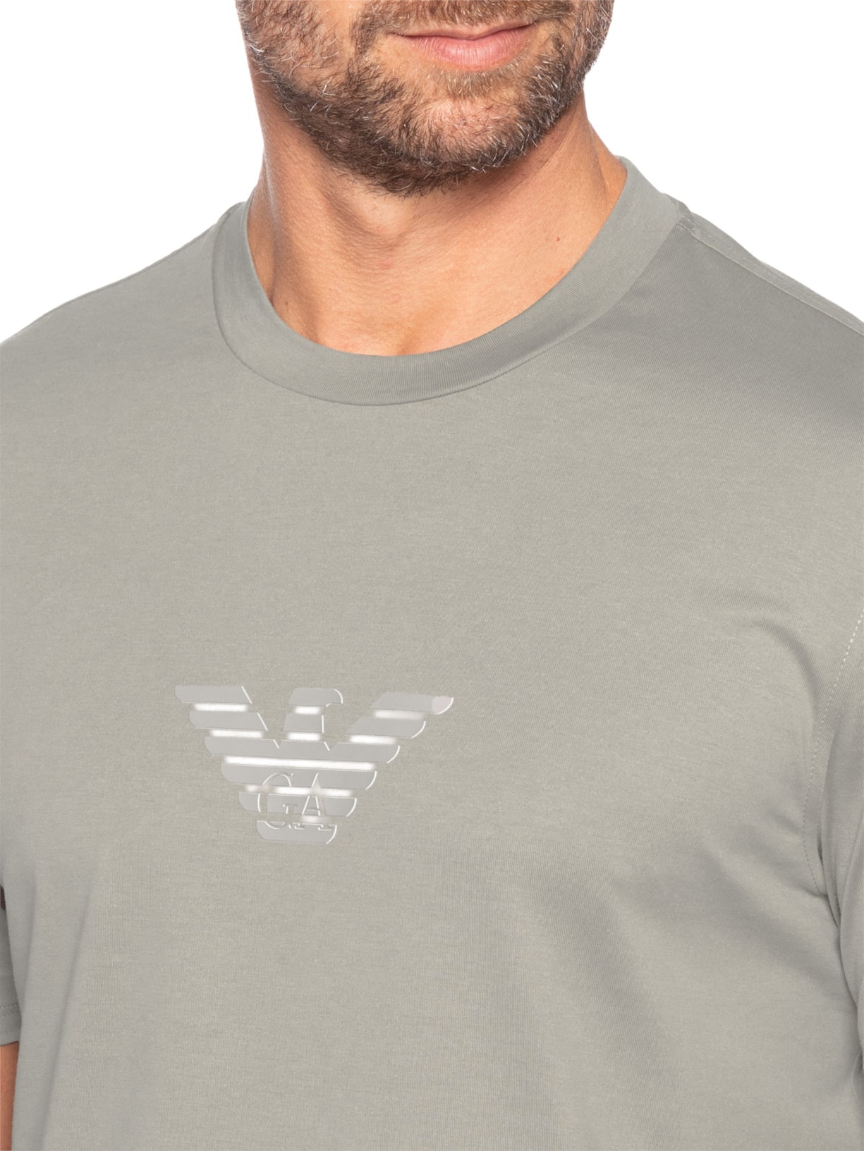 Camiseta Masculina Pima EA Logo 12cm Basic Best Seller Eagle Bege Emporio Armani