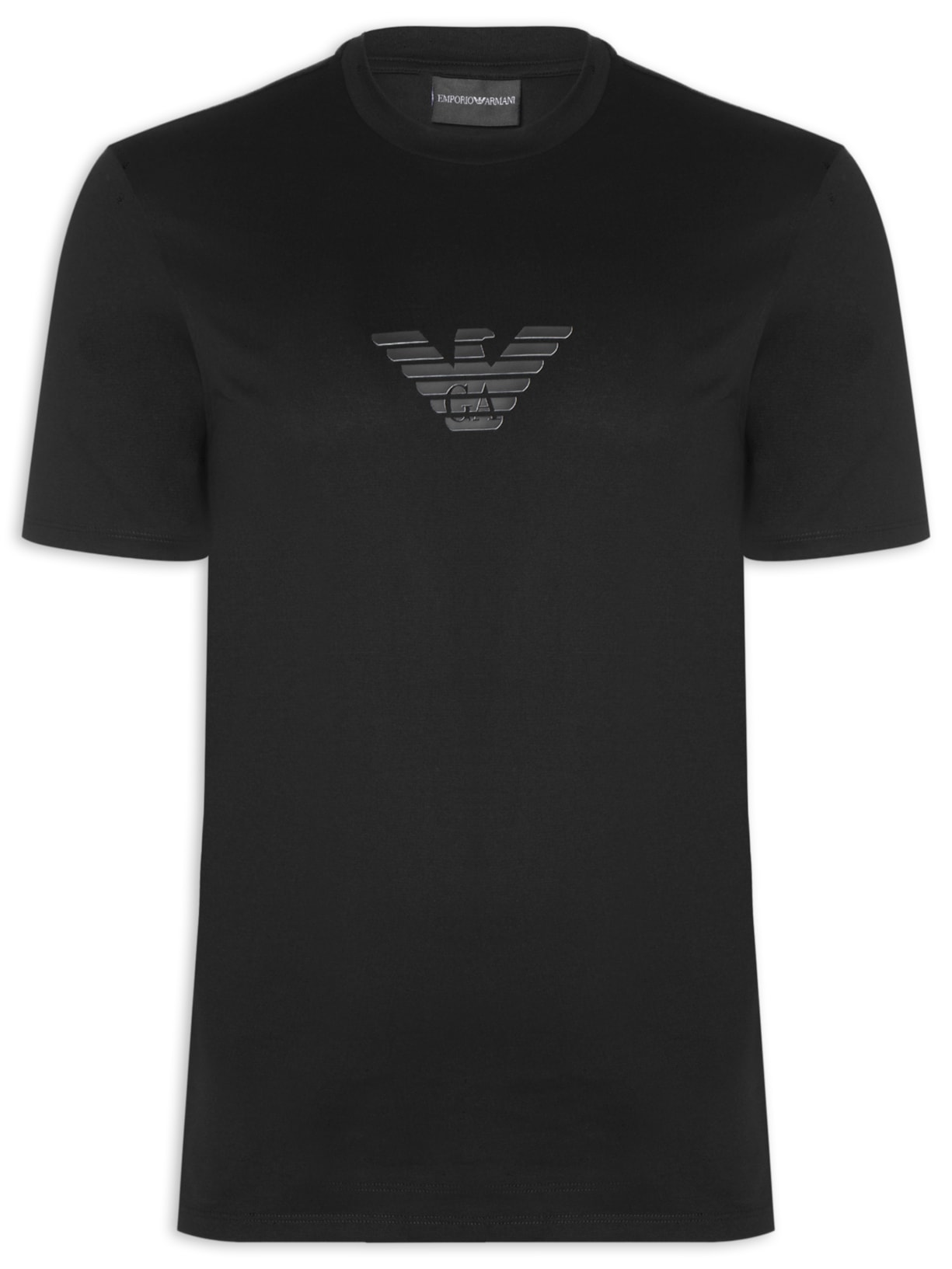 Camiseta Masculina Pima EA Logo 12CM Basic Best Seller Eagle - Preto