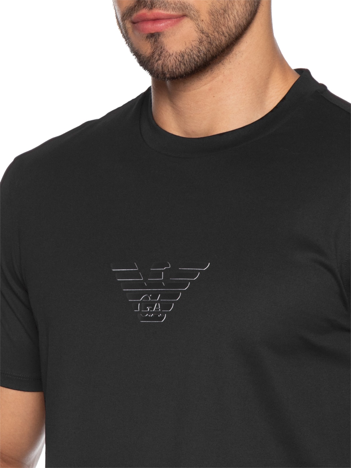 Camiseta Masculina Pima EA Logo 12CM Basic Best Seller Eagle Preto Emporio Armani