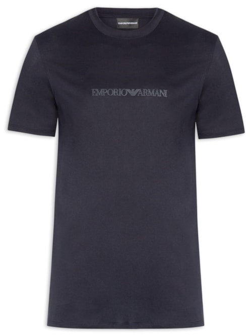 Camiseta Masculina Pima EA Logo 16 CM Basic Best Seller - Azul