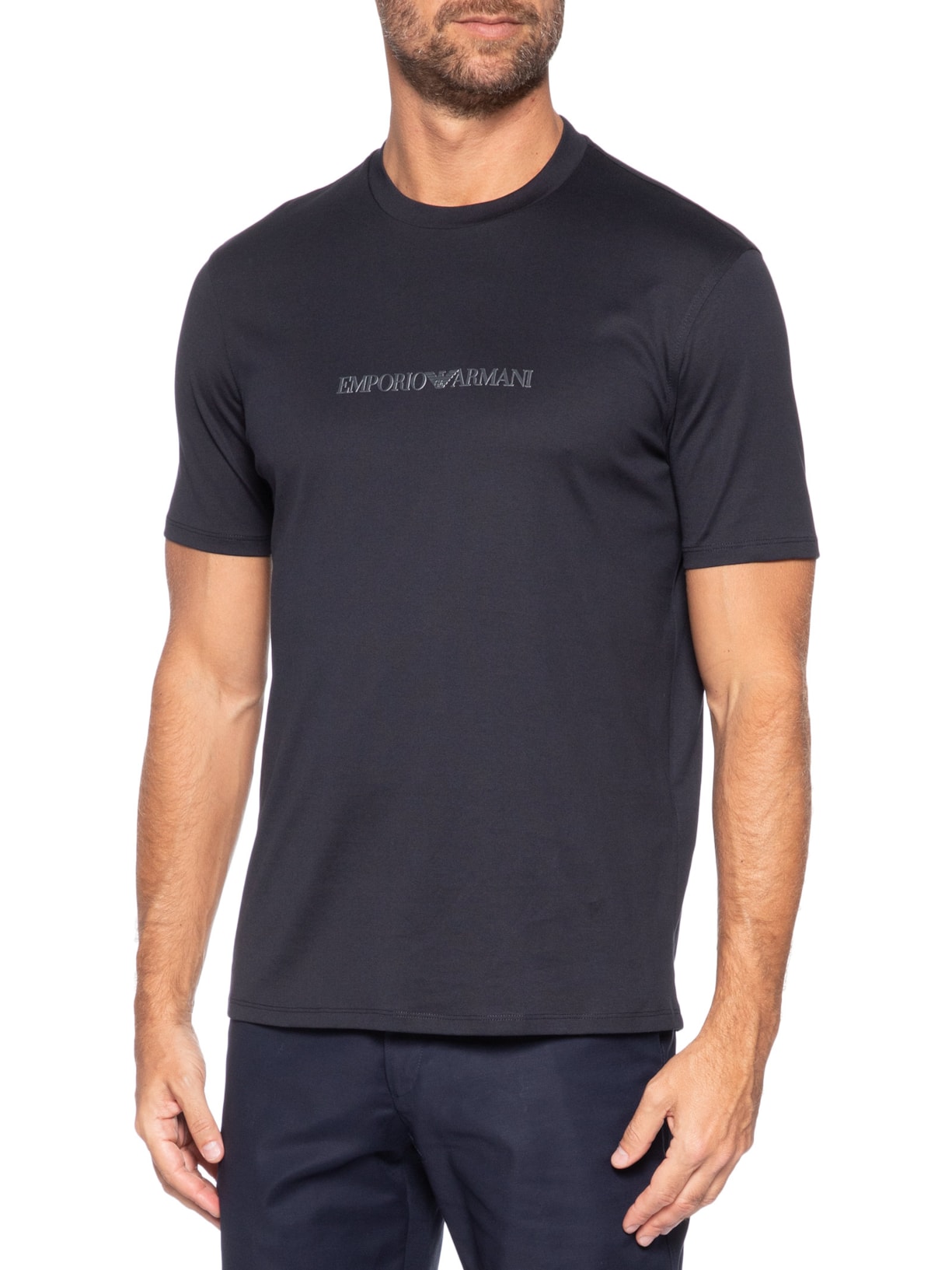 Camiseta Masculina Pima EA Logo 16 CM Basic Best Seller Azul Emporio Armani