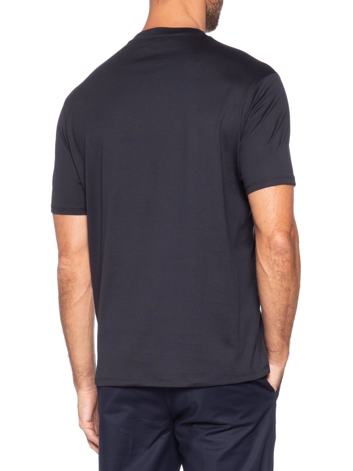 Camiseta Masculina Pima EA Logo 16 CM Basic Best Seller Azul Emporio Armani
