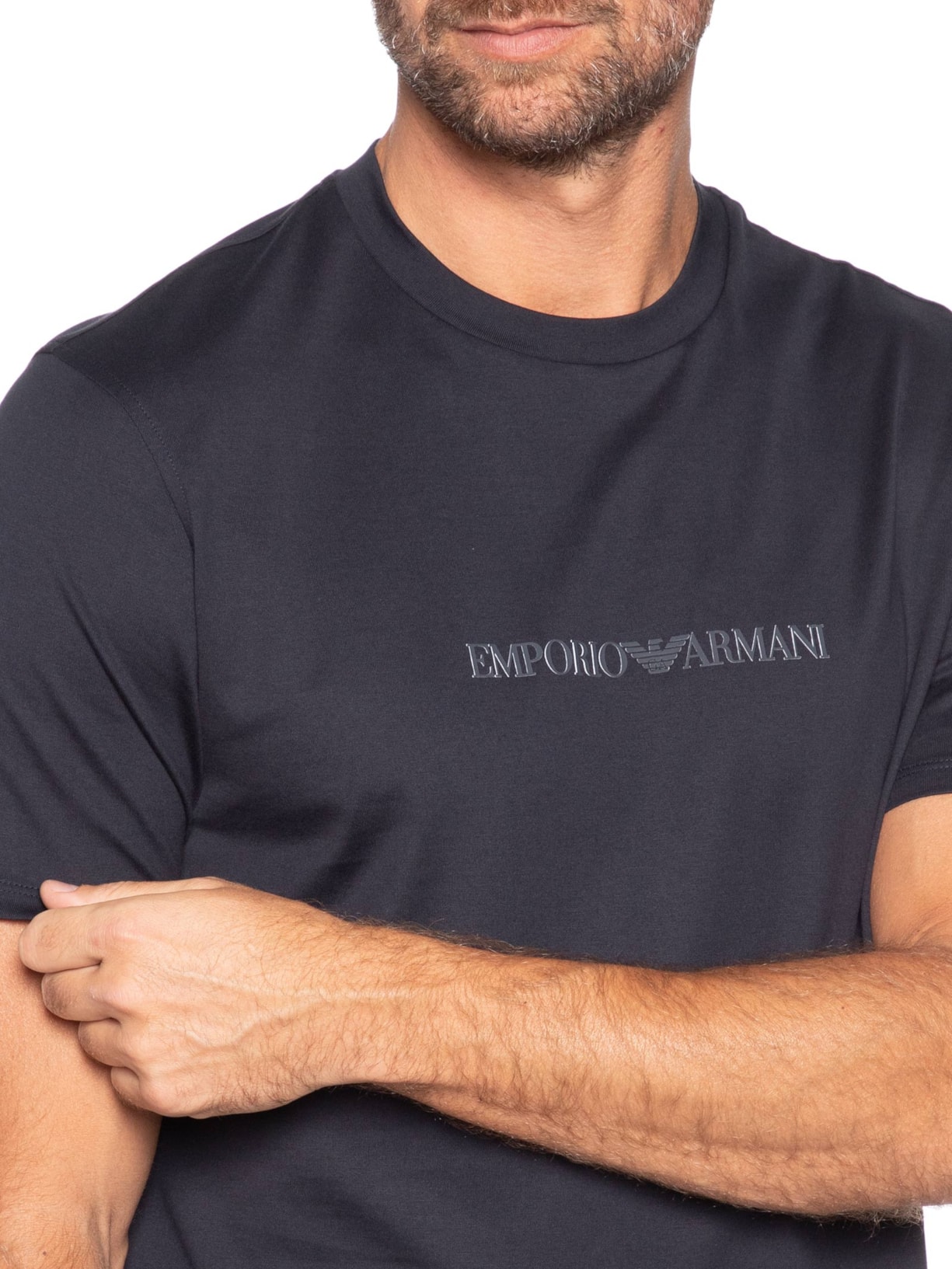 Camiseta Masculina Pima EA Logo 16 CM Basic Best Seller Azul Emporio Armani