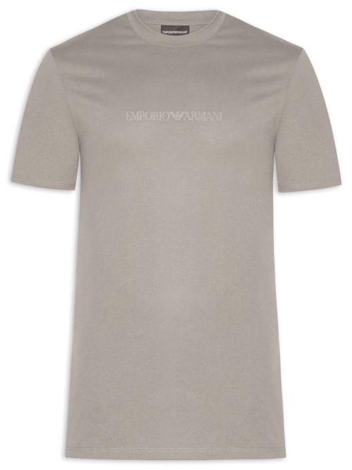 Camiseta Masculina Pima EA Logo 16 CM Basic Best Seller - Cinza