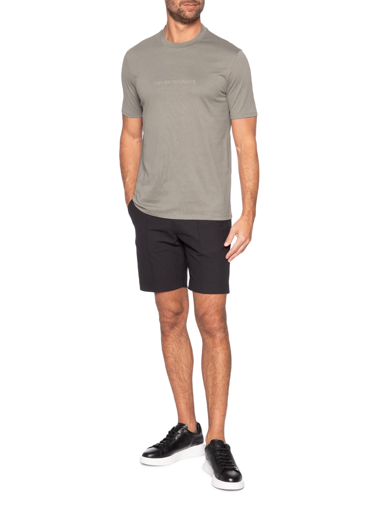 Camiseta Masculina Pima EA Logo 16 CM Basic Best Seller Cinza Emporio Armani