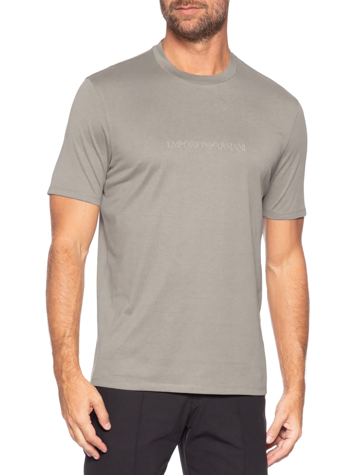 Camiseta Masculina Pima EA Logo 16 CM Basic Best Seller Cinza Emporio Armani