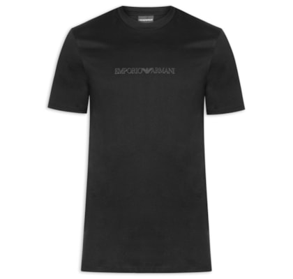 Camiseta Masculina Pima EA Logo 16 CM Basic Best Seller - Preto