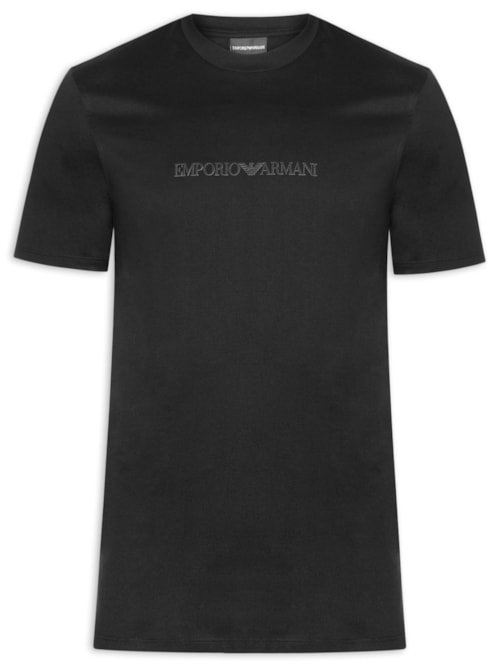 Camiseta Masculina Pima EA Logo 16 CM Basic Best Seller - Preto