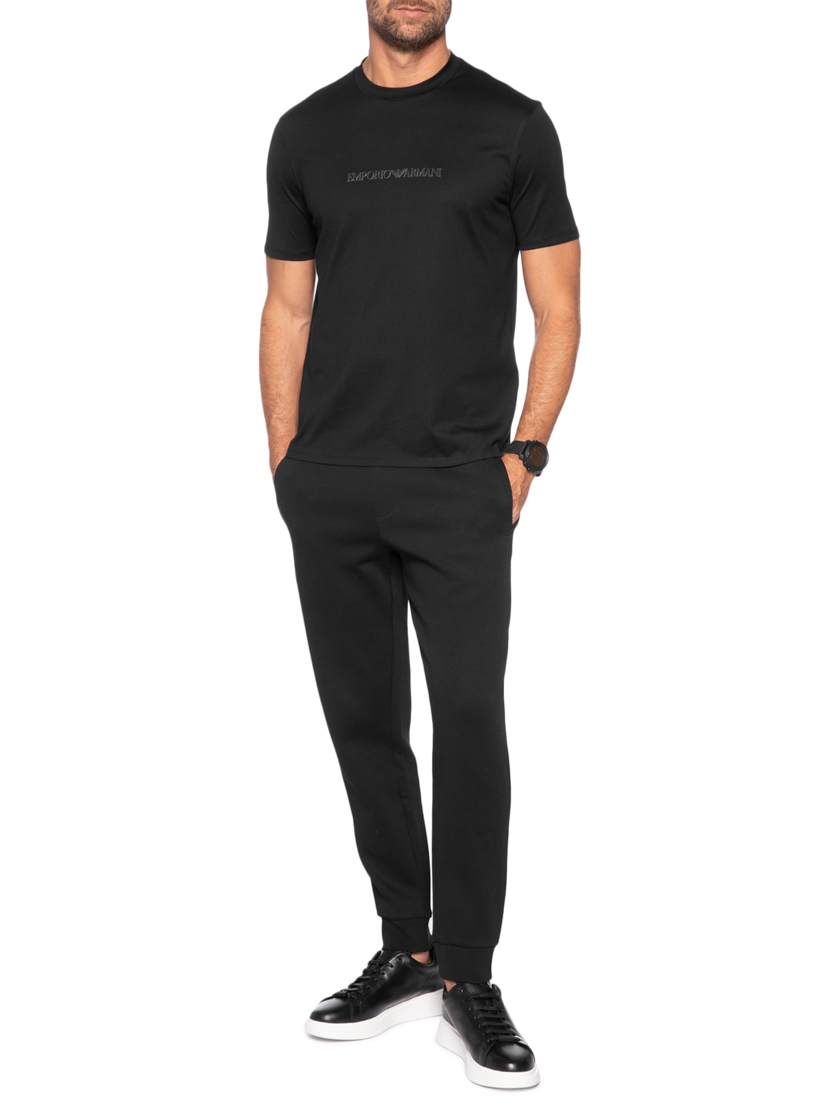 Camiseta Masculina Pima EA Logo 16 CM Basic Best Seller Preto Emporio Armani