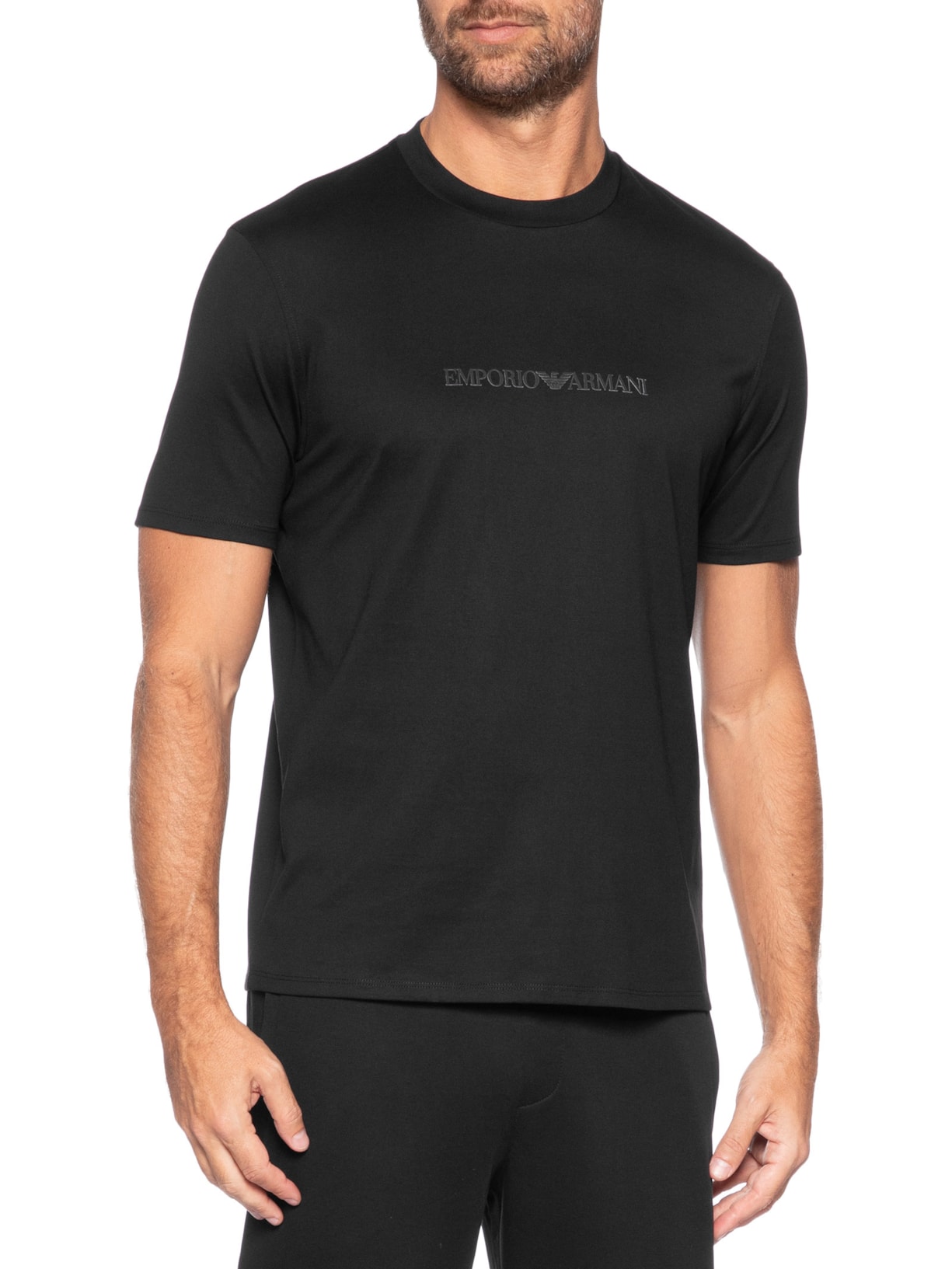 Camiseta Masculina Pima EA Logo 16 CM Basic Best Seller Preto Emporio Armani