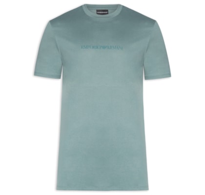Camiseta Masculina Pima EA Logo 16 CM Basic Best Seller - Verde