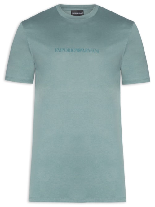 Camiseta Masculina Pima EA Logo 16 CM Basic Best Seller - Verde