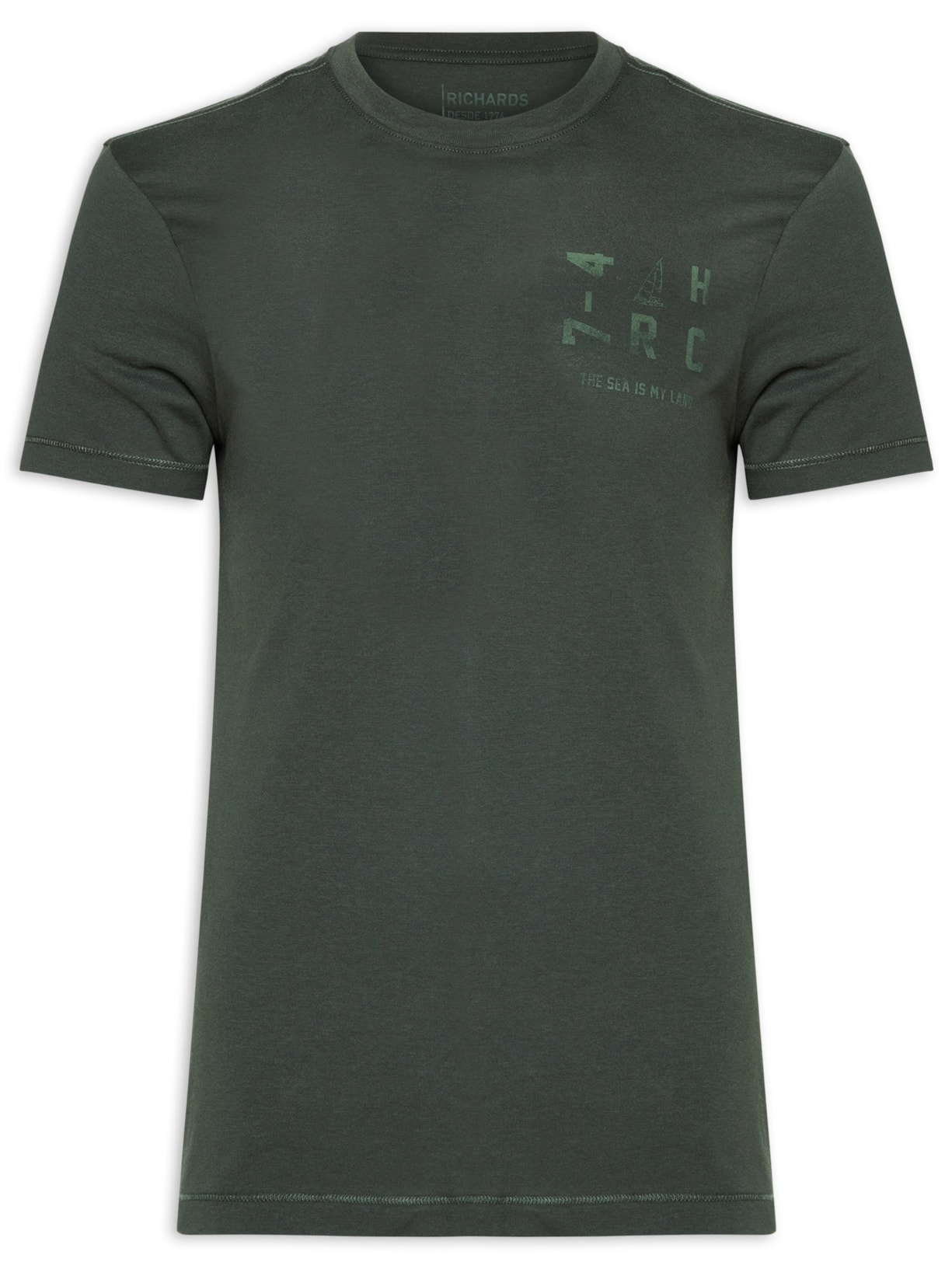 Camiseta Masculina Pima Estampa Vela Verde Richards