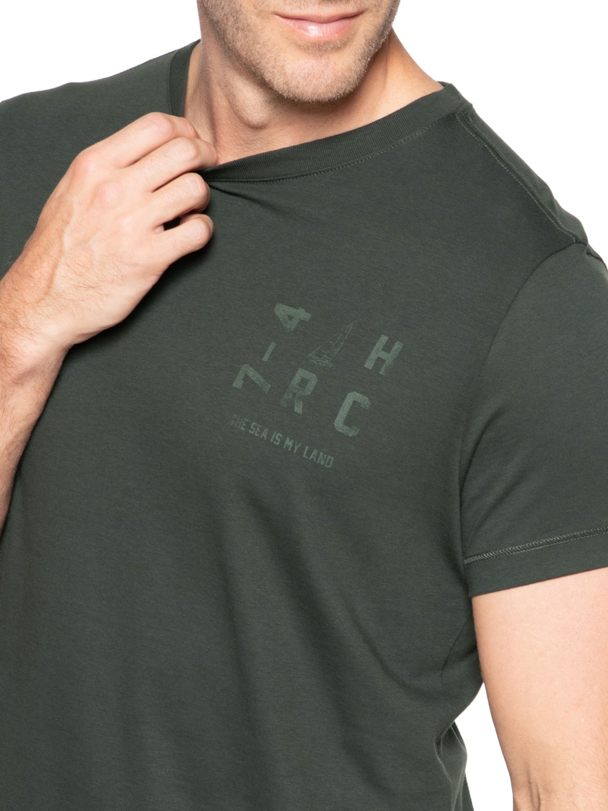 Camiseta Masculina Pima Estampa Vela Verde Richards