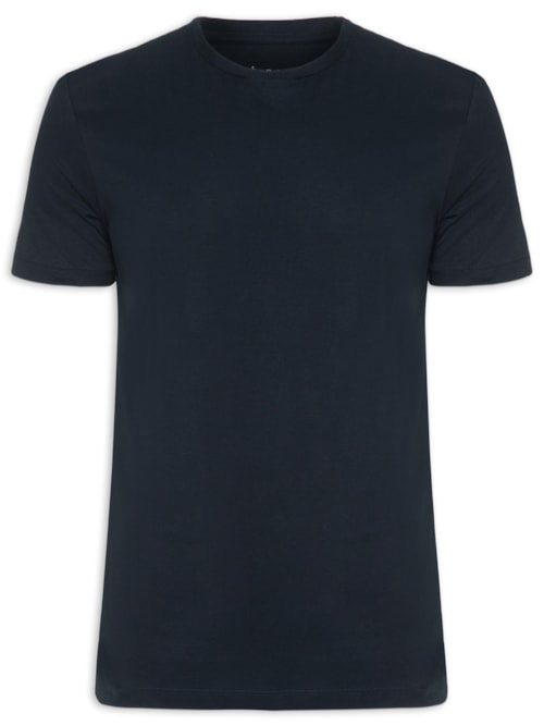 Camiseta Masculina Pima Leve Gola Careca Manga Curta - Azul