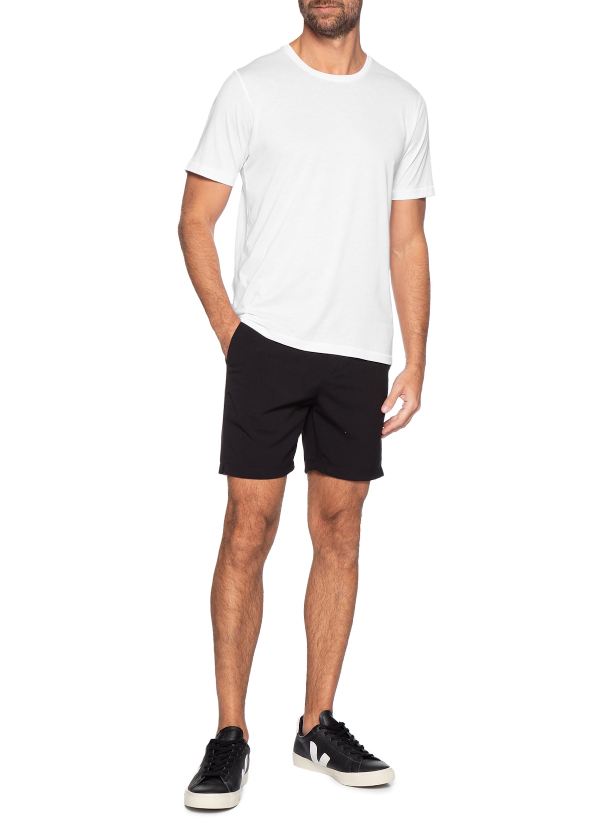 Camiseta Masculina Pima Manga Curta Branco '2 Essential