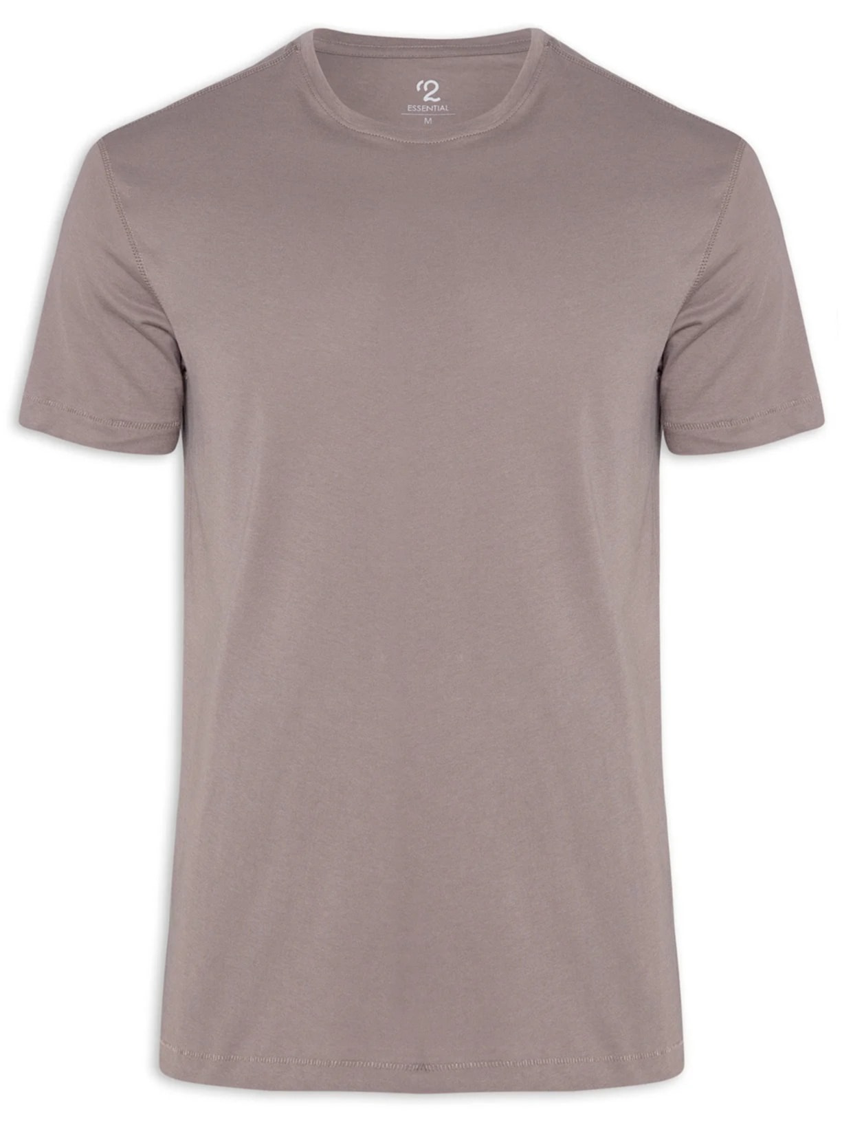 Camiseta Masculina Pima Manga Curta Gola Redonda Regular Fit Cinza '2 Essential