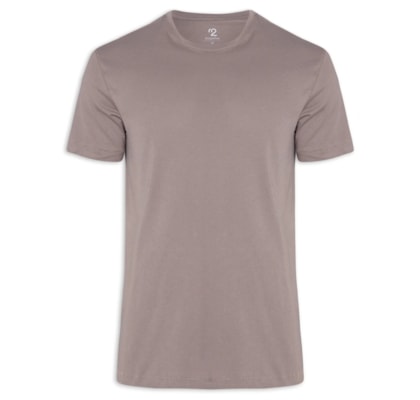Camiseta Masculina Pima Manga Curta Gola Redonda Regular Fit - Cinza