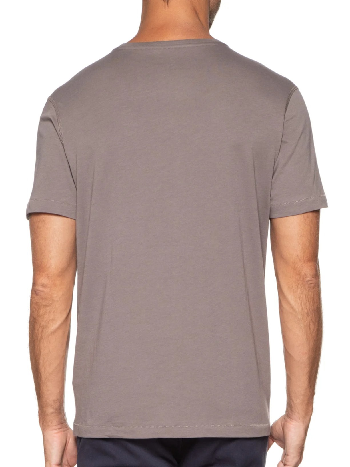 Camiseta Masculina Pima Manga Curta Gola Redonda Regular Fit Cinza '2 Essential