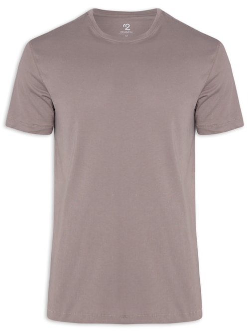 Camiseta Masculina Pima Manga Curta Gola Redonda Regular Fit - Cinza