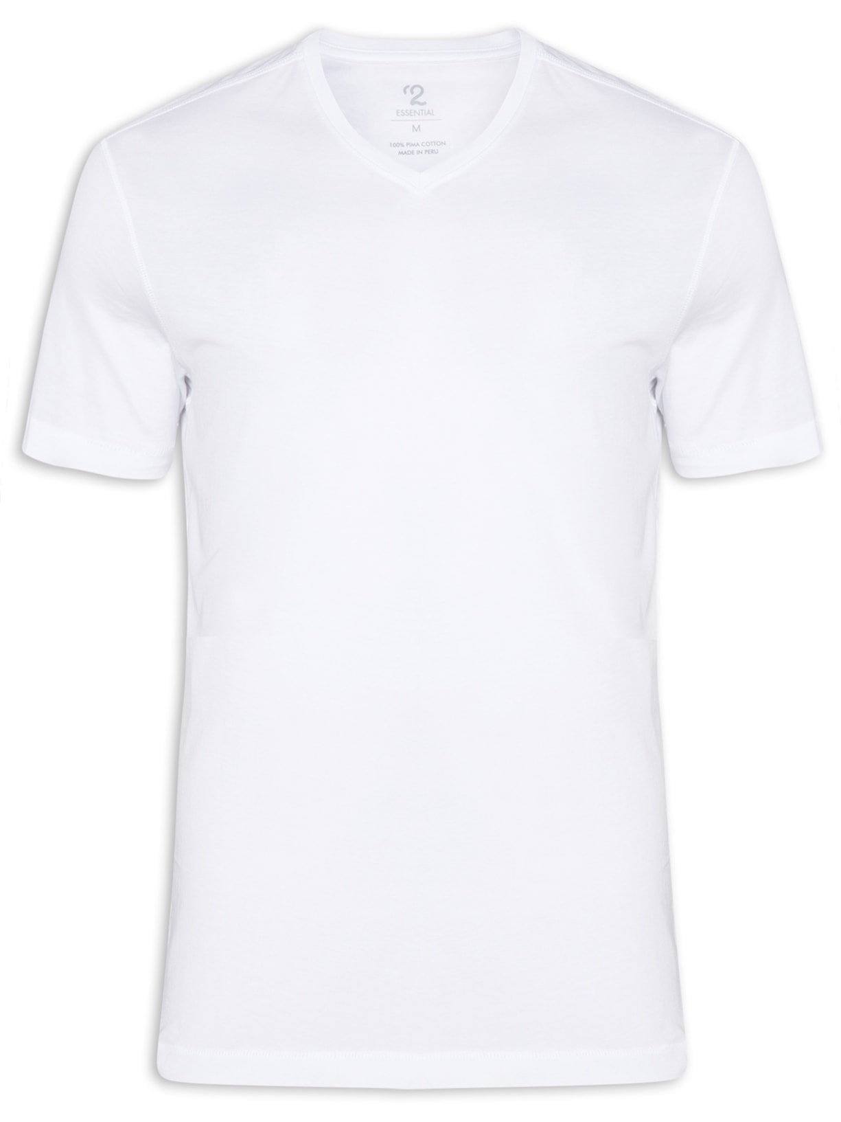 Camiseta Masculina Pima Manga Curta Gola V Regular Fit - Off White