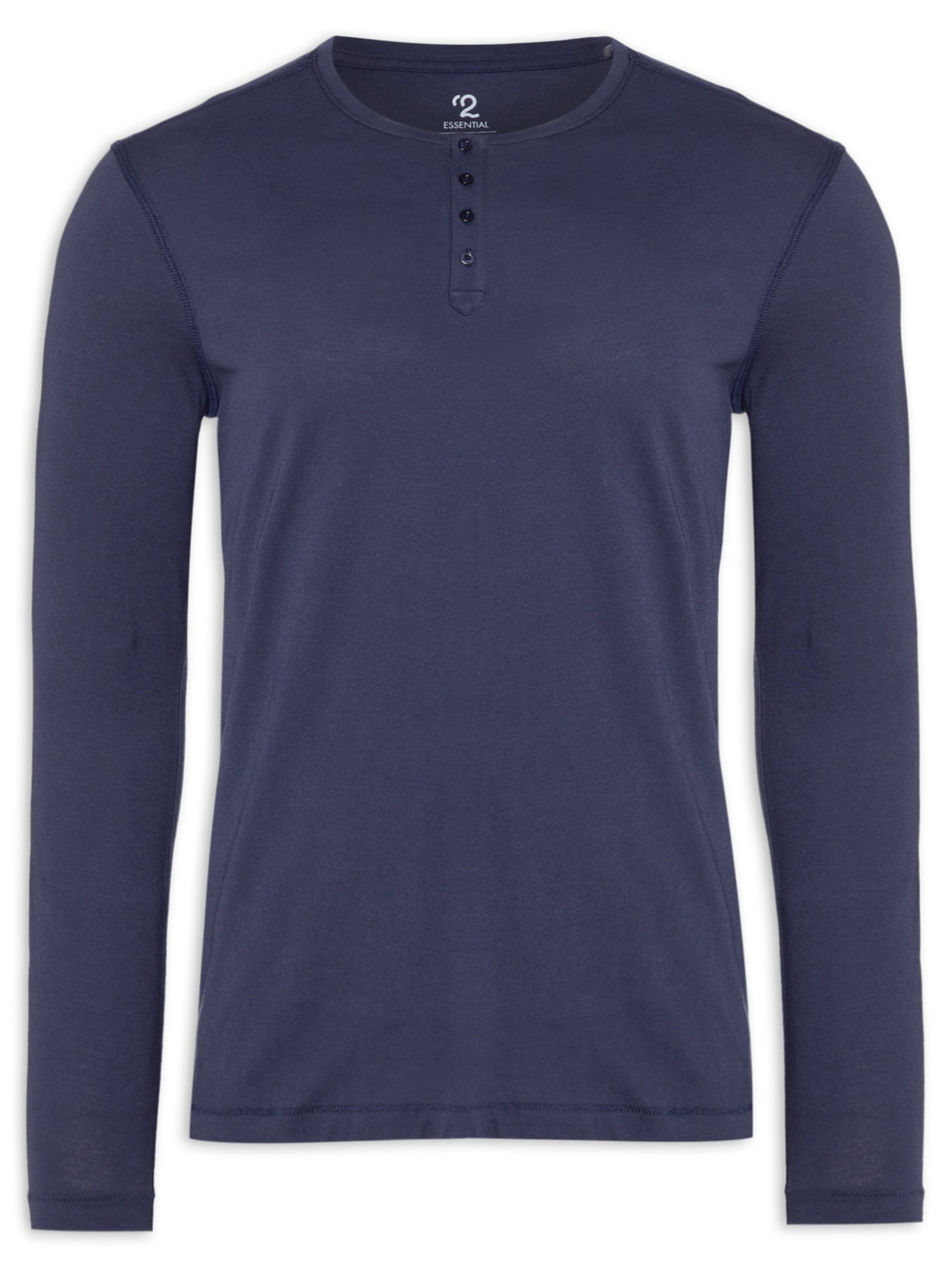 Camiseta Masculina Pima Manga Longa Com Botões Regular Fit - Azul