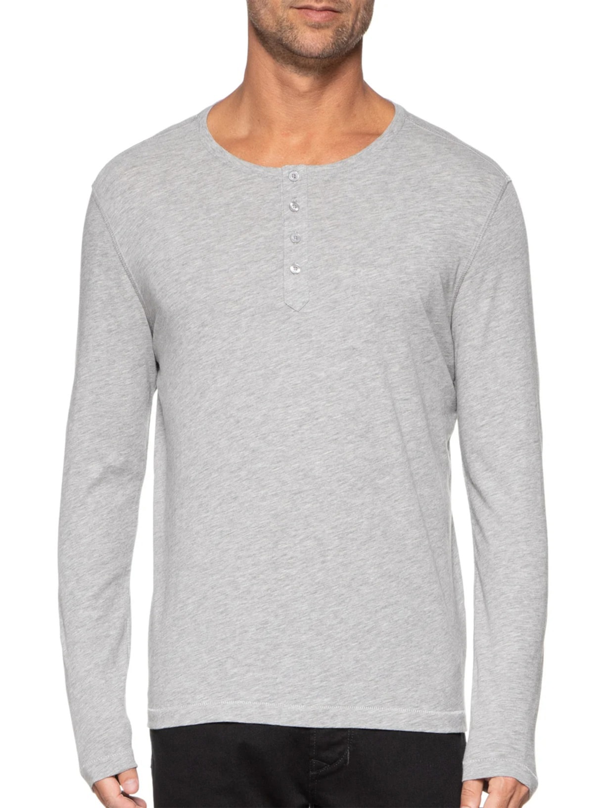 Camiseta Masculina Pima Manga Longa Com Botões Regular Fit Cinza '2 Essential