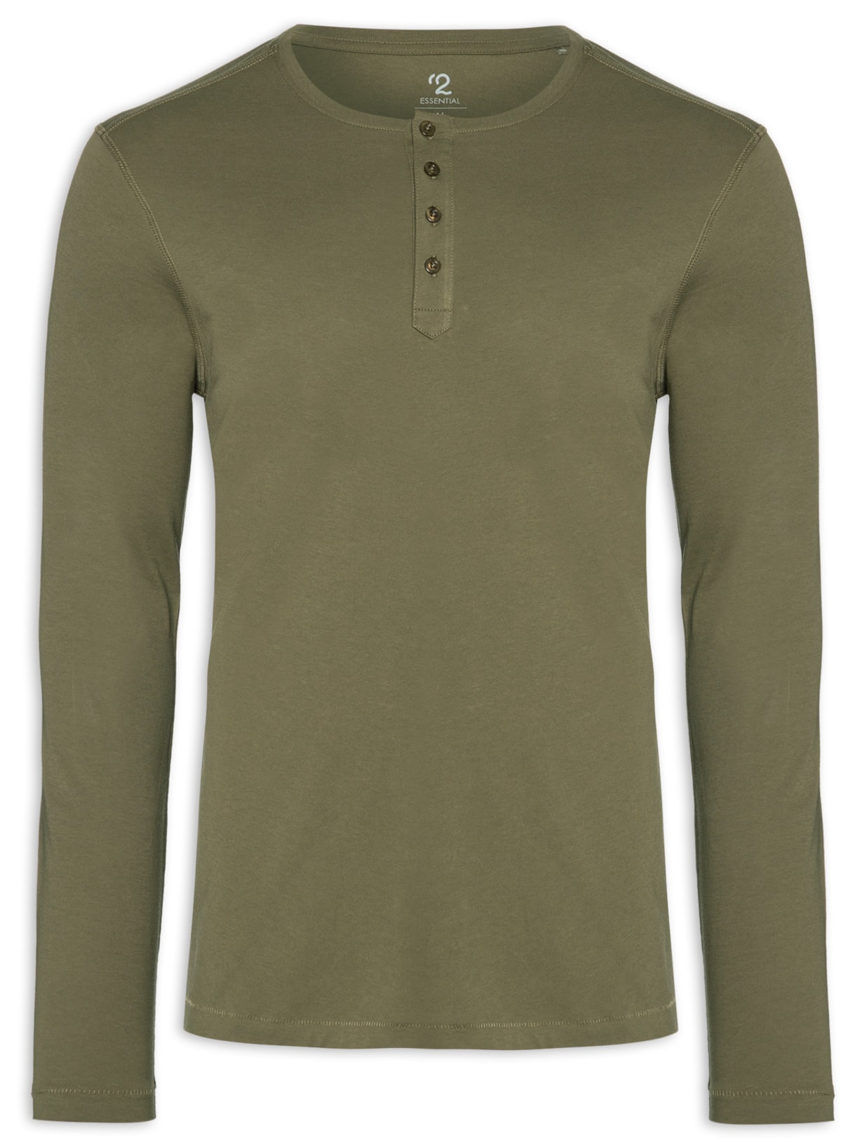 Camiseta Masculina Pima Manga Longa Com Botões Regular Fit - Verde