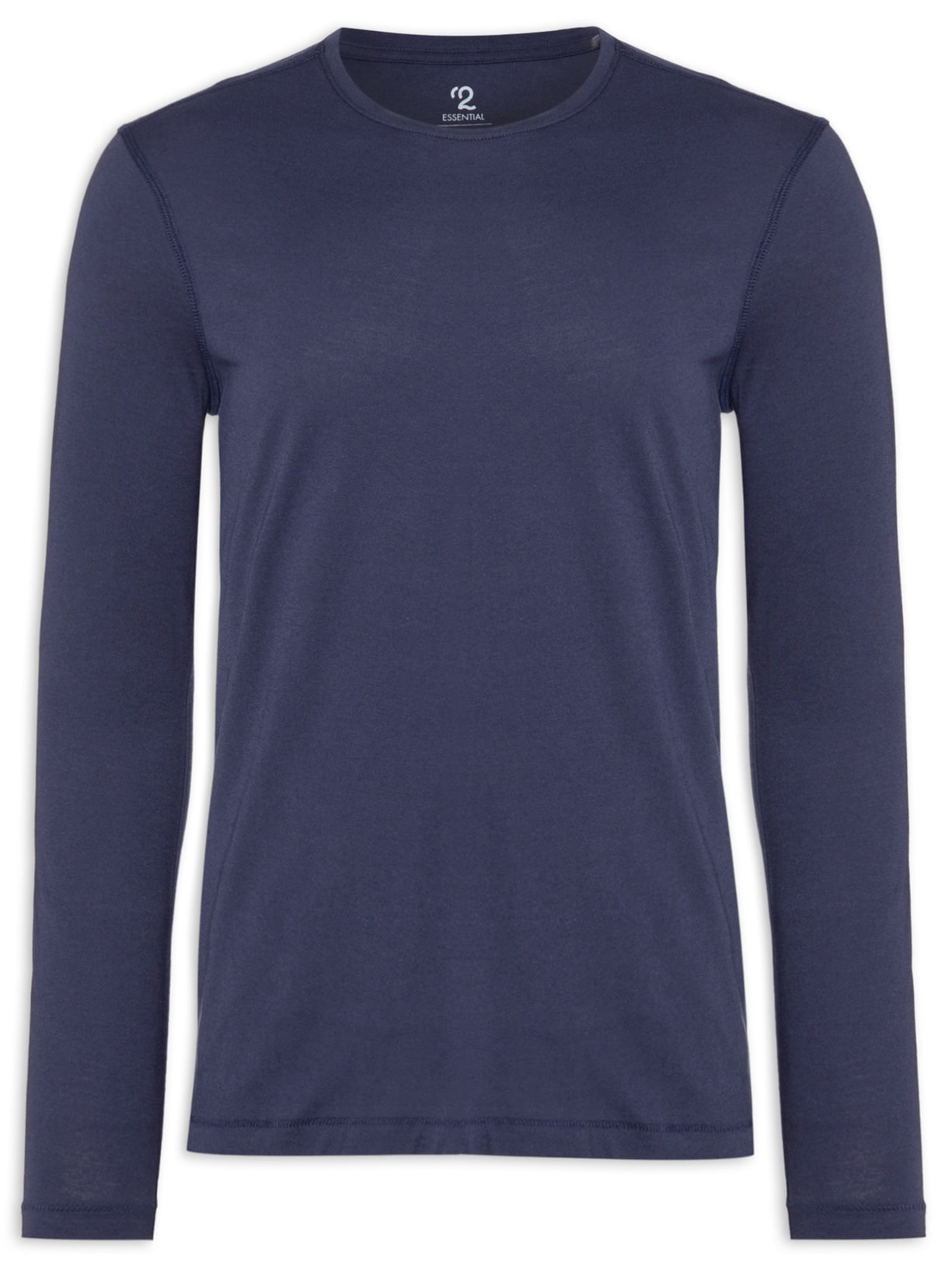 Camiseta Masculina Pima Manga Longa Gola Redonda - Azul