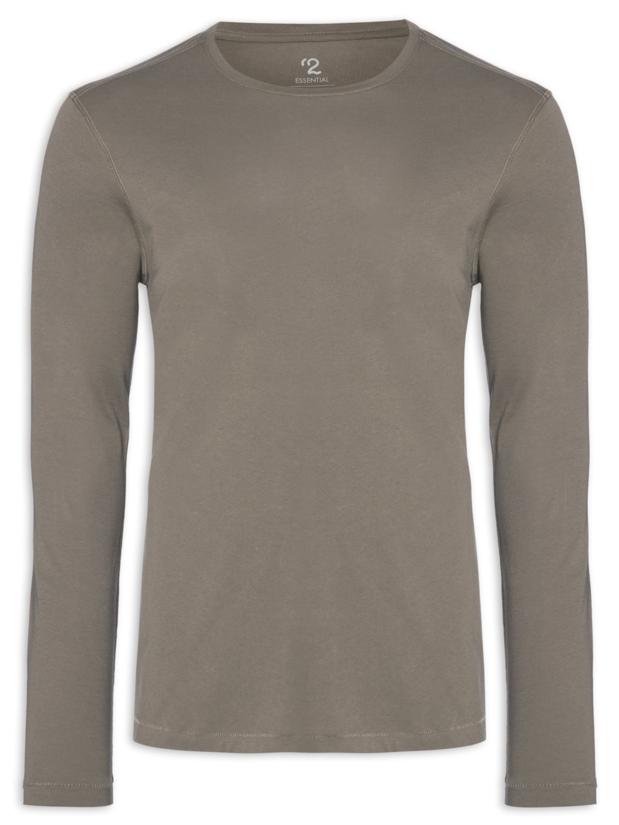 Camiseta Masculina Pima Manga Longa Gola Redonda - Cinza