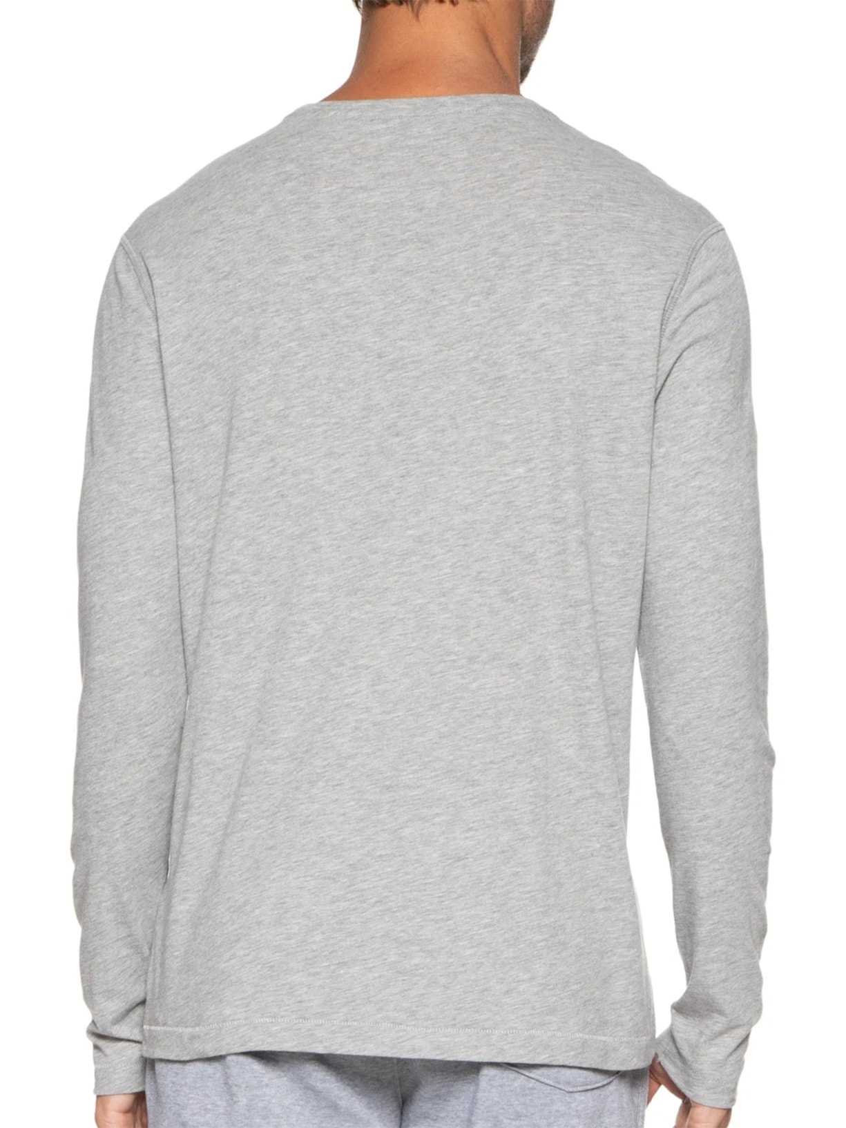 Camiseta Masculina Pima Manga Longa Gola Redonda Cinza '2 Essential