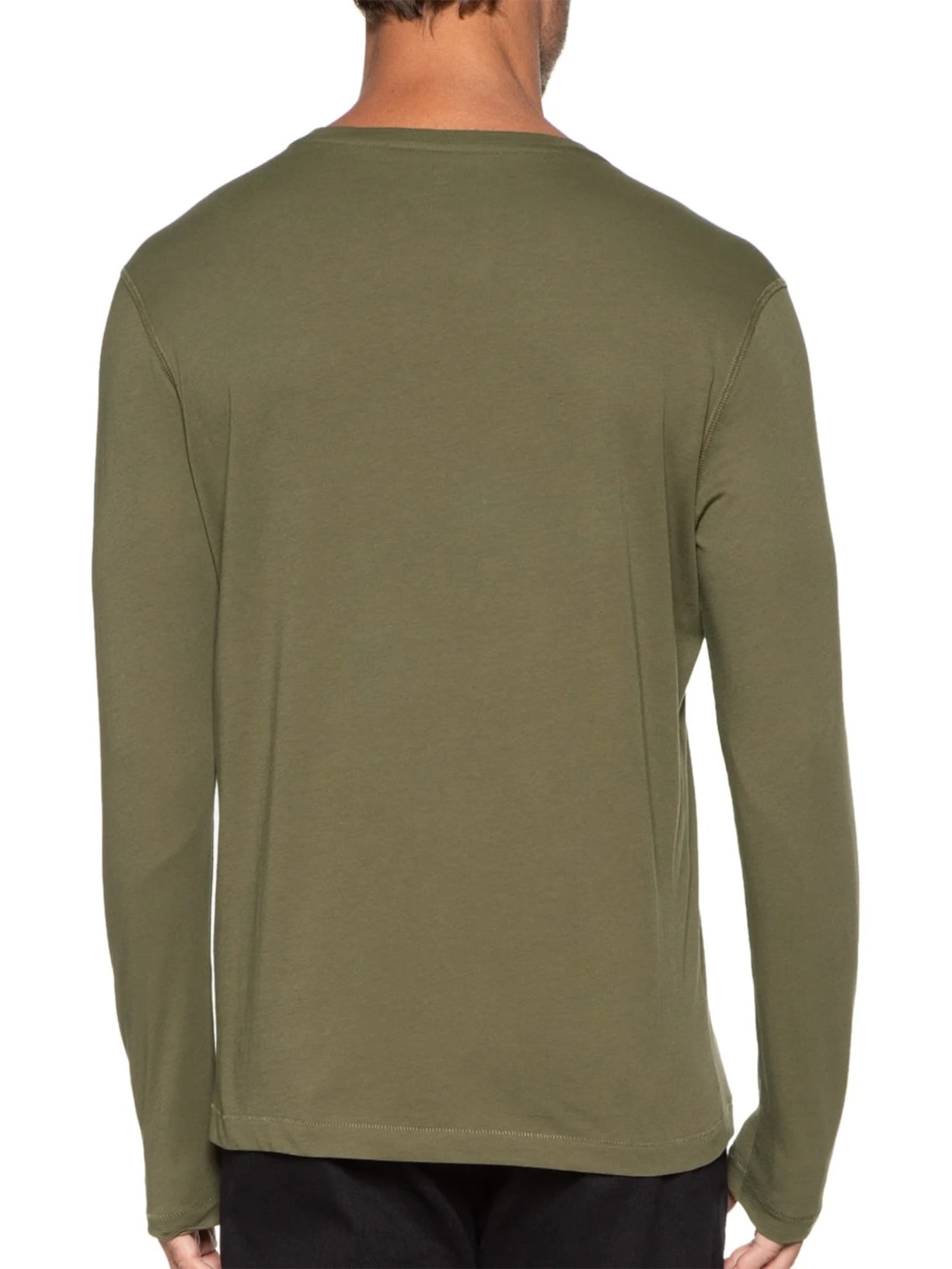 Camiseta Masculina Pima Manga Longa Gola Redonda Verde '2 Essential