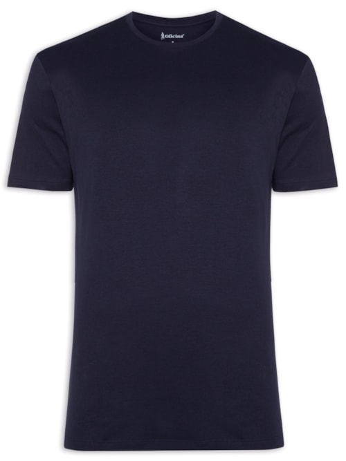 Camiseta Masculina Pima Premium Gola Careca Manga Curta - Azul