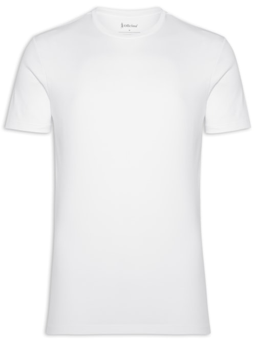 Camiseta Masculina Pima Premium Gola Com Manga Curta - Branco