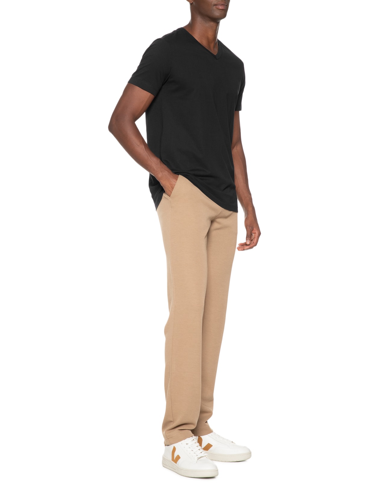 Camiseta Masculina Pima Touch Gola V Manga Curta Preto Paramount Alfaiataria