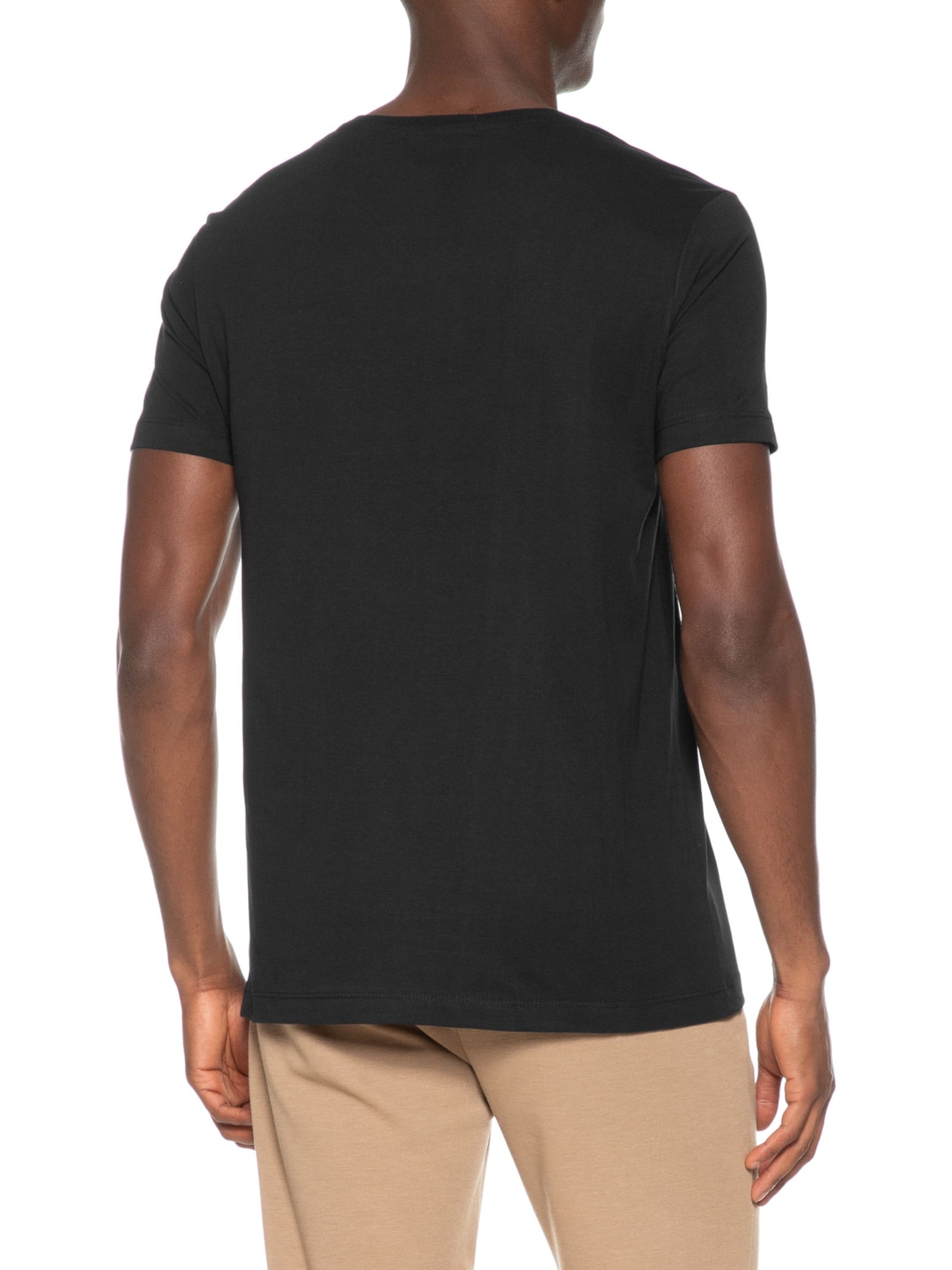 Camiseta Masculina Pima Touch Gola V Manga Curta Preto Paramount Alfaiataria