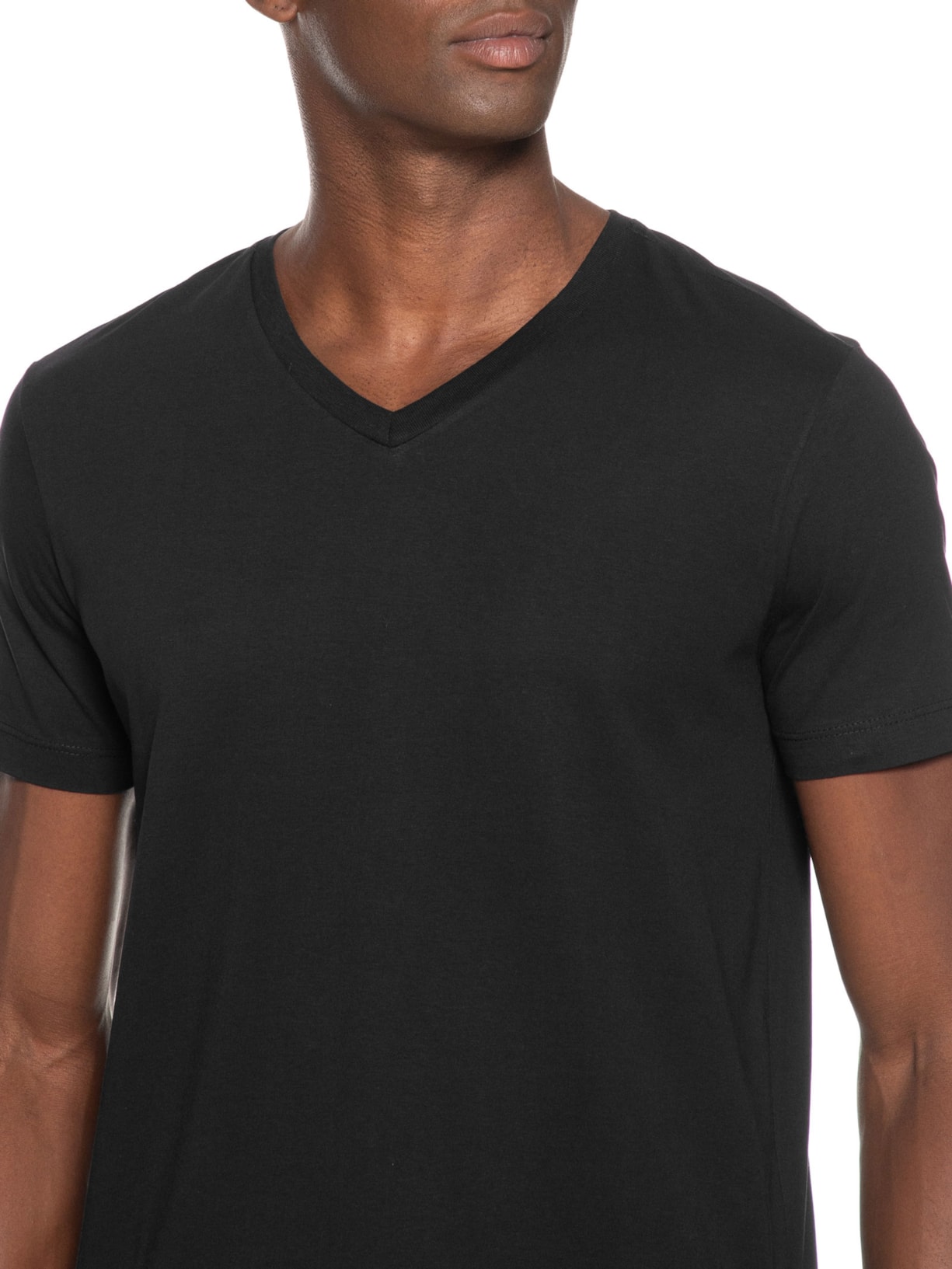 Camiseta Masculina Pima Touch Gola V Manga Curta Preto Paramount Alfaiataria