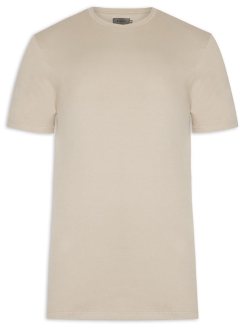 Camiseta Masculina Piquê De Algodão Com Elastano - Bege