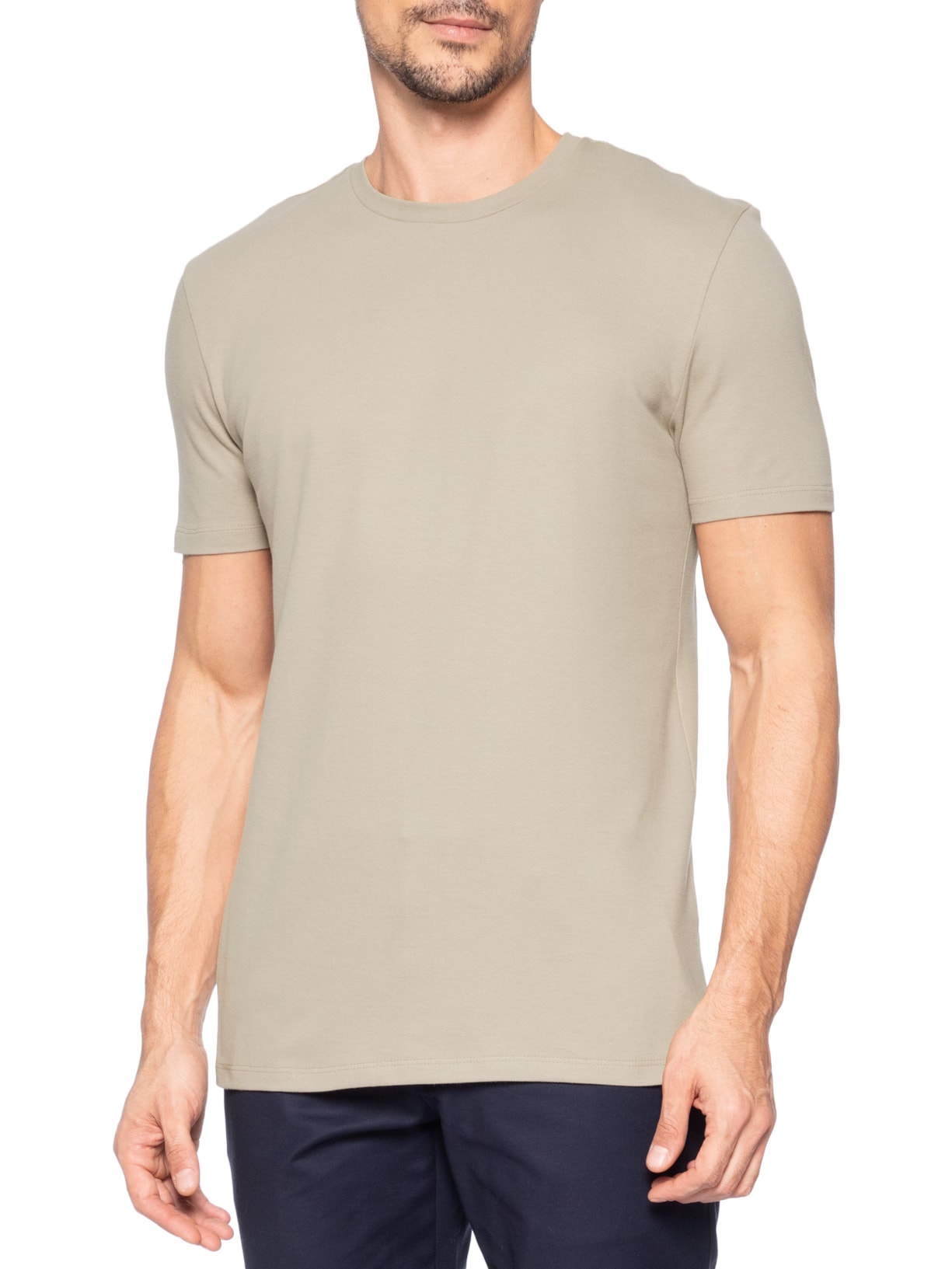 Camiseta Masculina Piquê De Algodão Com Elastano Bege Oficina Reserva