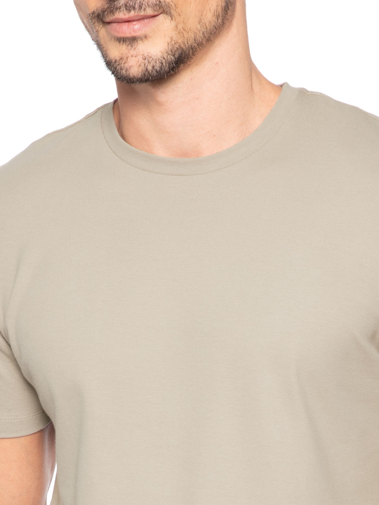 Camiseta Masculina Piquê De Algodão Com Elastano Bege Oficina Reserva