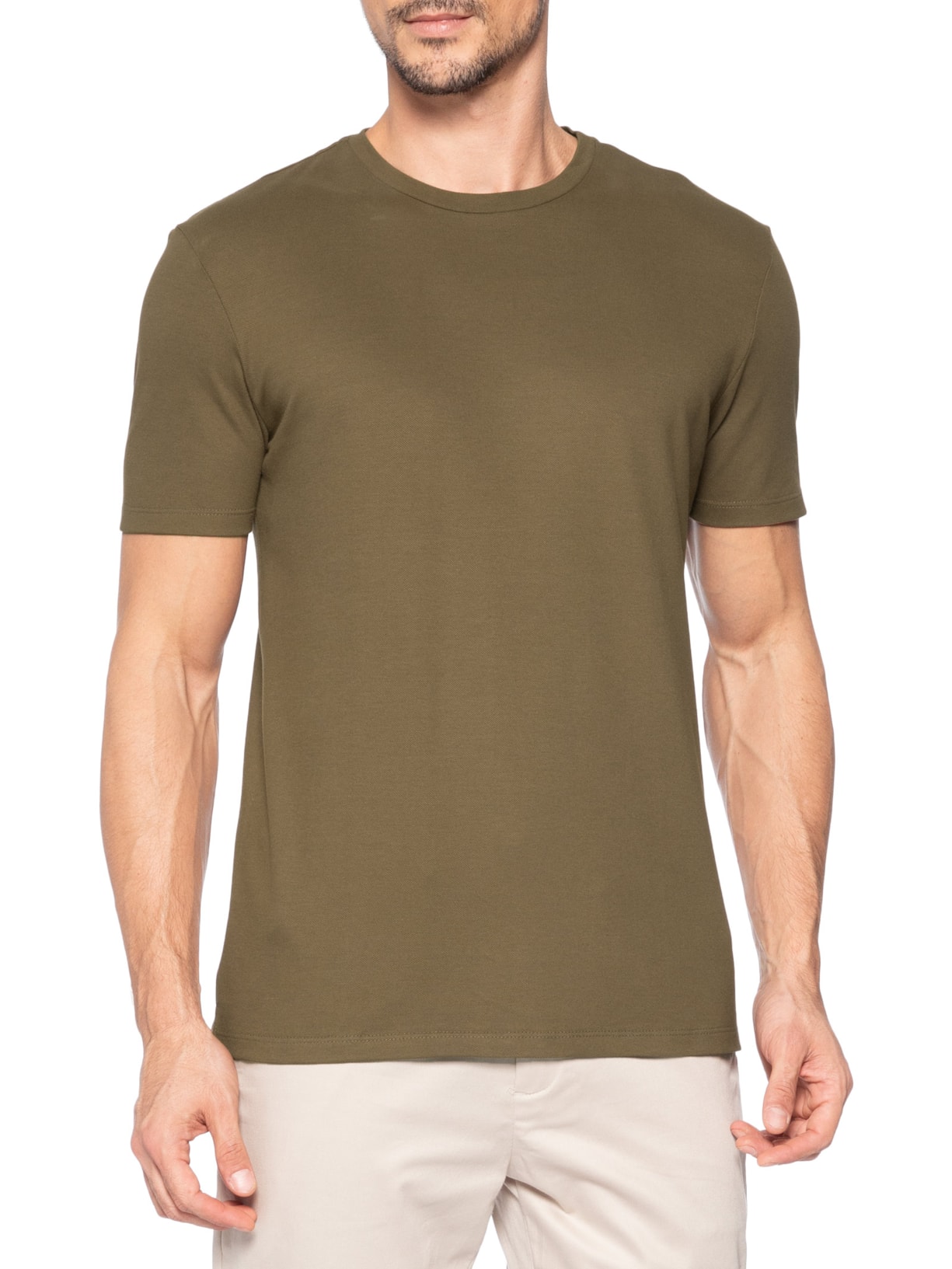 Camiseta Masculina Piquê de Algodão Com Elastano Marrom Oficina Reserva