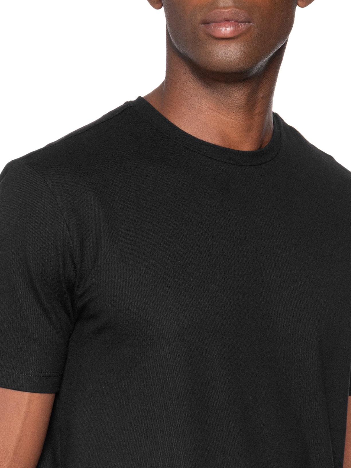 Camiseta Masculina Piquet De Algodão Com Elastano Preto Oficina Reserva