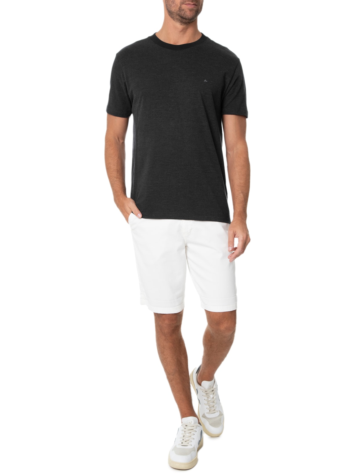 Camiseta Masculina Piquet Pontilhado Preto Aramis