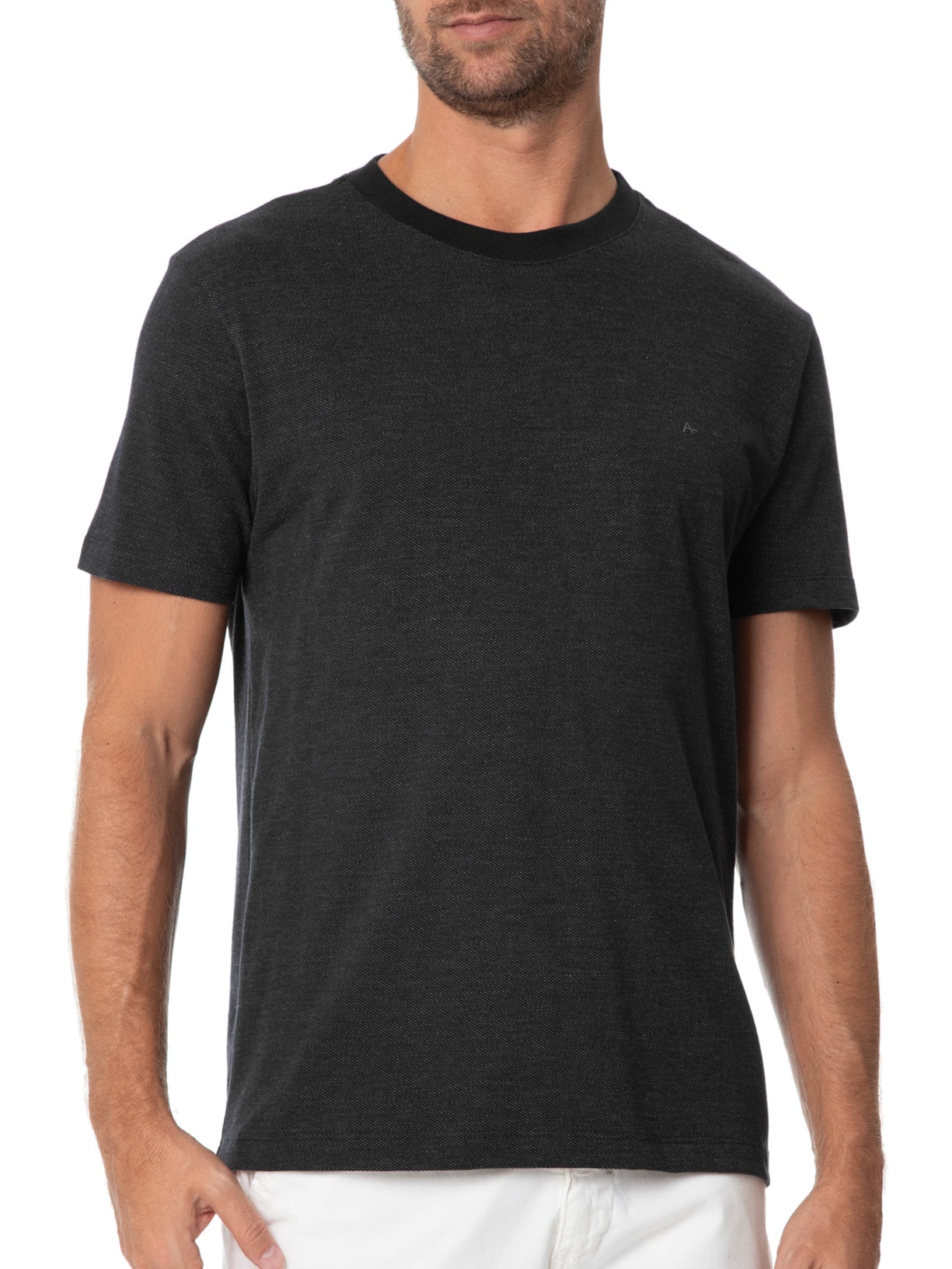 Camiseta Masculina Piquet Pontilhado Preto Aramis