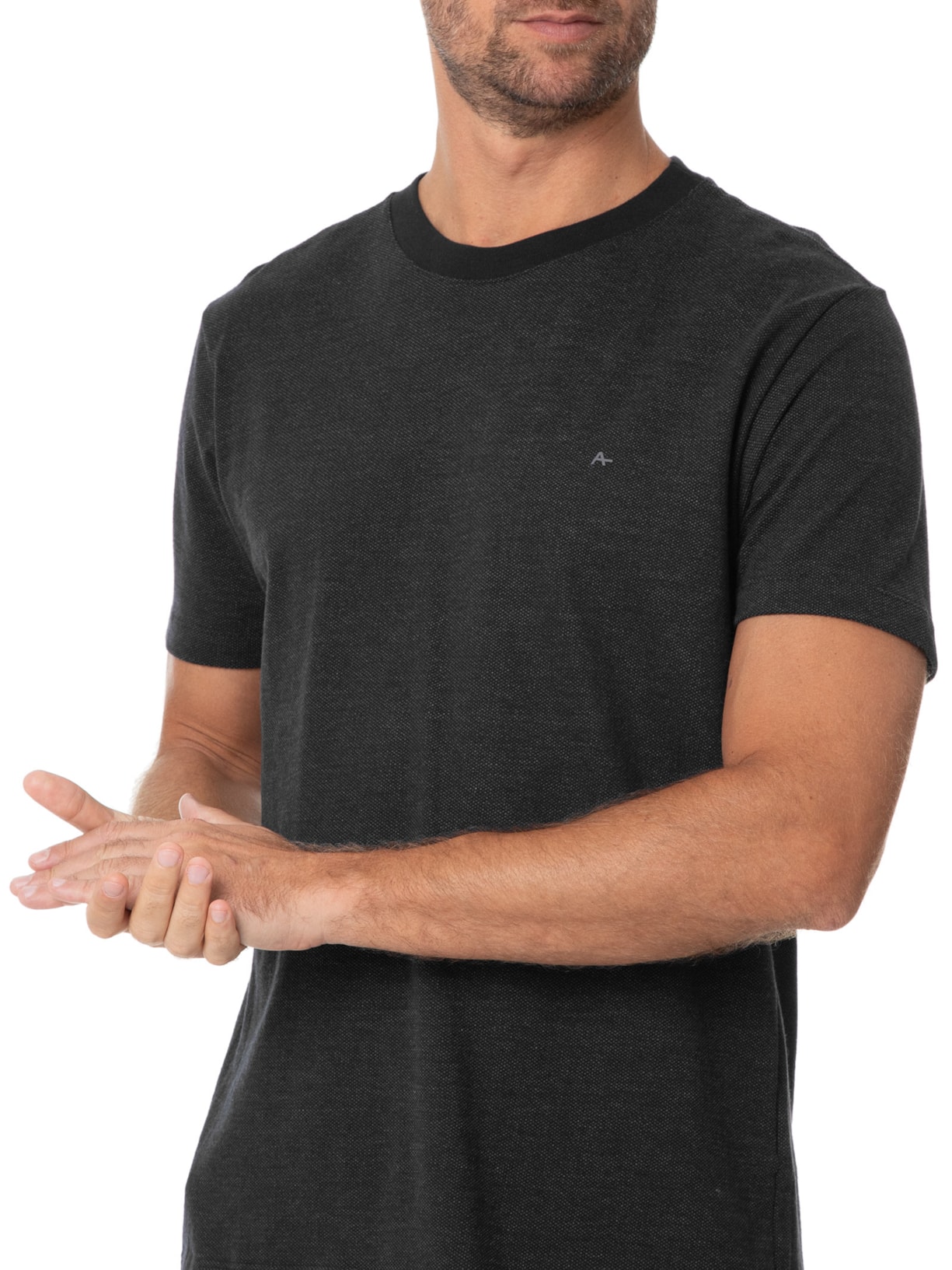 Camiseta Masculina Piquet Pontilhado Preto Aramis